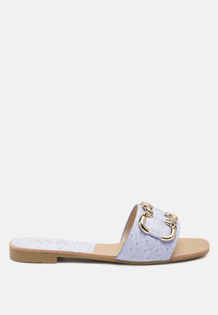 Madeleine Metal Rings Flat Slides By Ruw