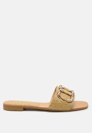 Madeleine Metal Rings Flat Slides By Ruw
