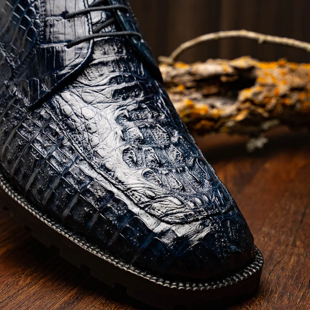 Marco Di Milano Martinelli in Navy Caiman Crocodile Chukka Boots