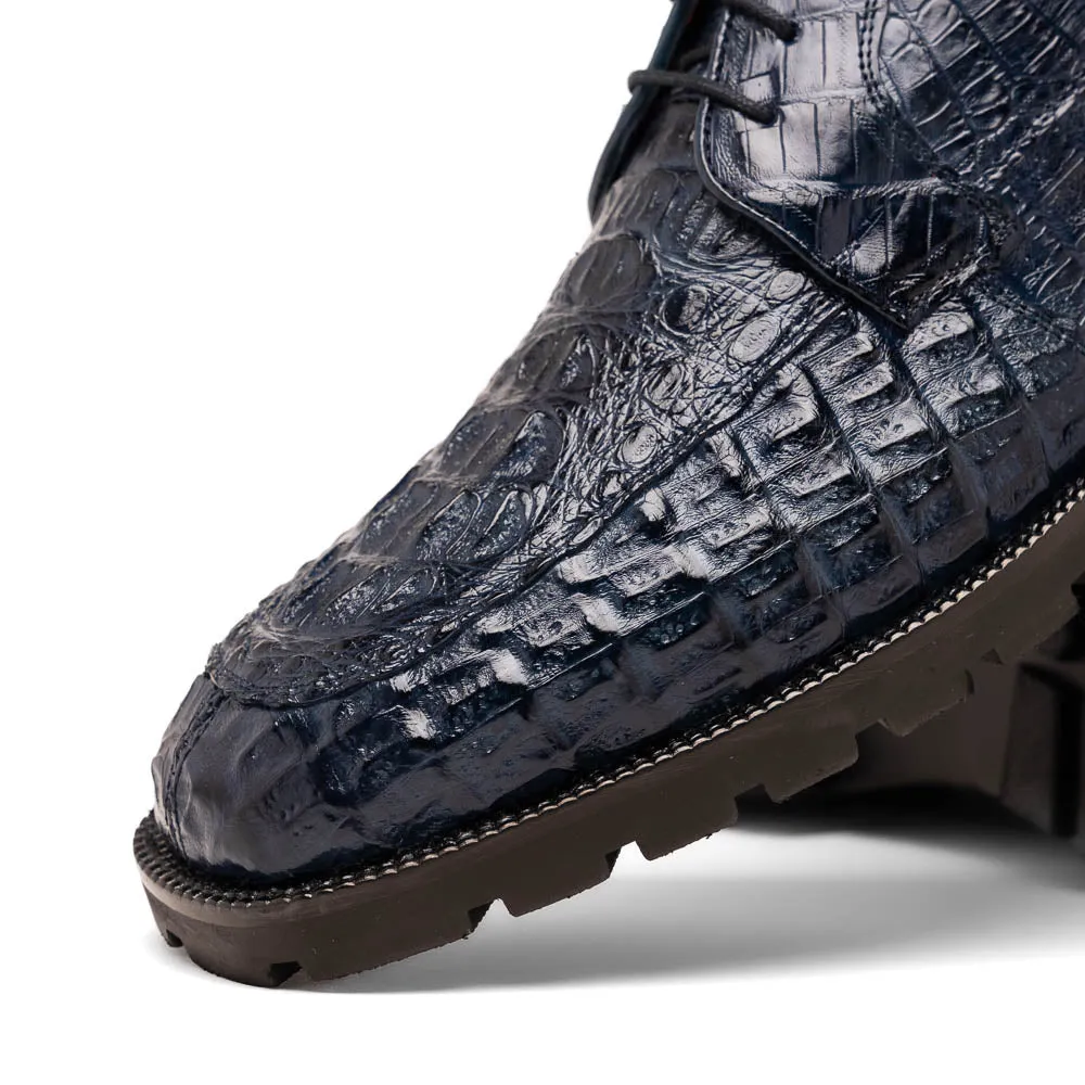 Marco Di Milano Martinelli in Navy Caiman Crocodile Chukka Boots