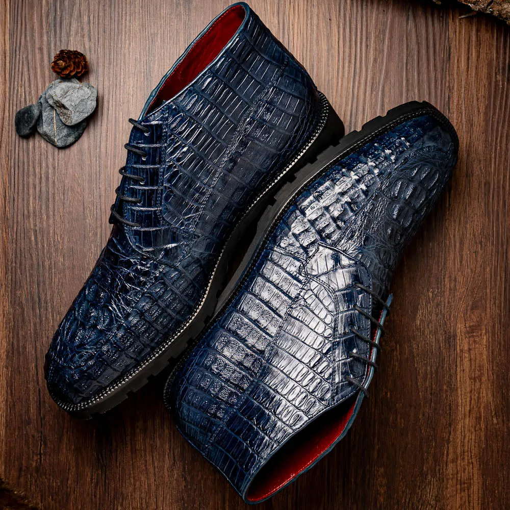 Marco Di Milano Martinelli in Navy Caiman Crocodile Chukka Boots