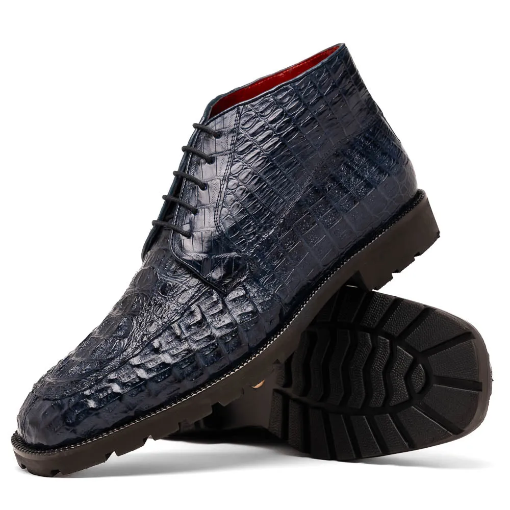 Marco Di Milano Martinelli in Navy Caiman Crocodile Chukka Boots
