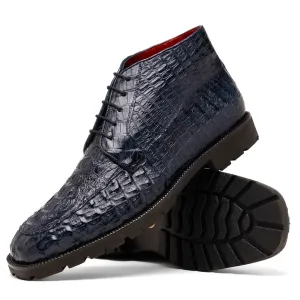 Marco Di Milano Martinelli in Navy Caiman Crocodile Chukka Boots