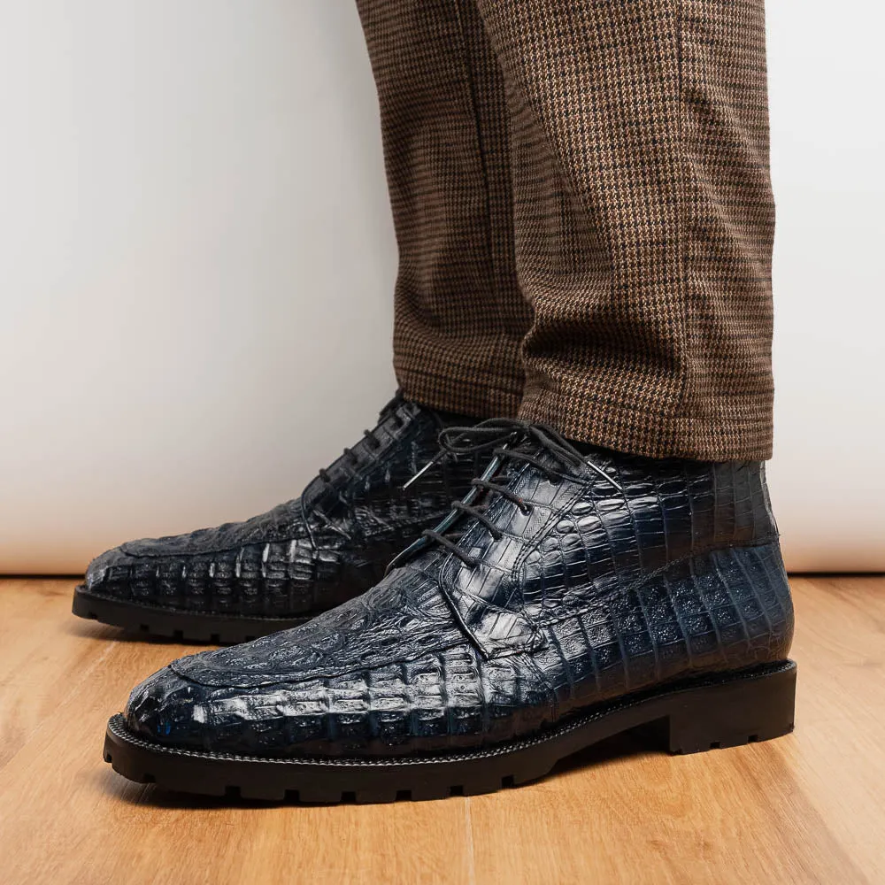 Marco Di Milano Martinelli in Navy Caiman Crocodile Chukka Boots