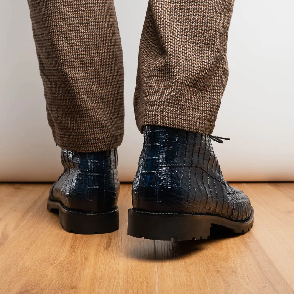 Marco Di Milano Martinelli in Navy Caiman Crocodile Chukka Boots
