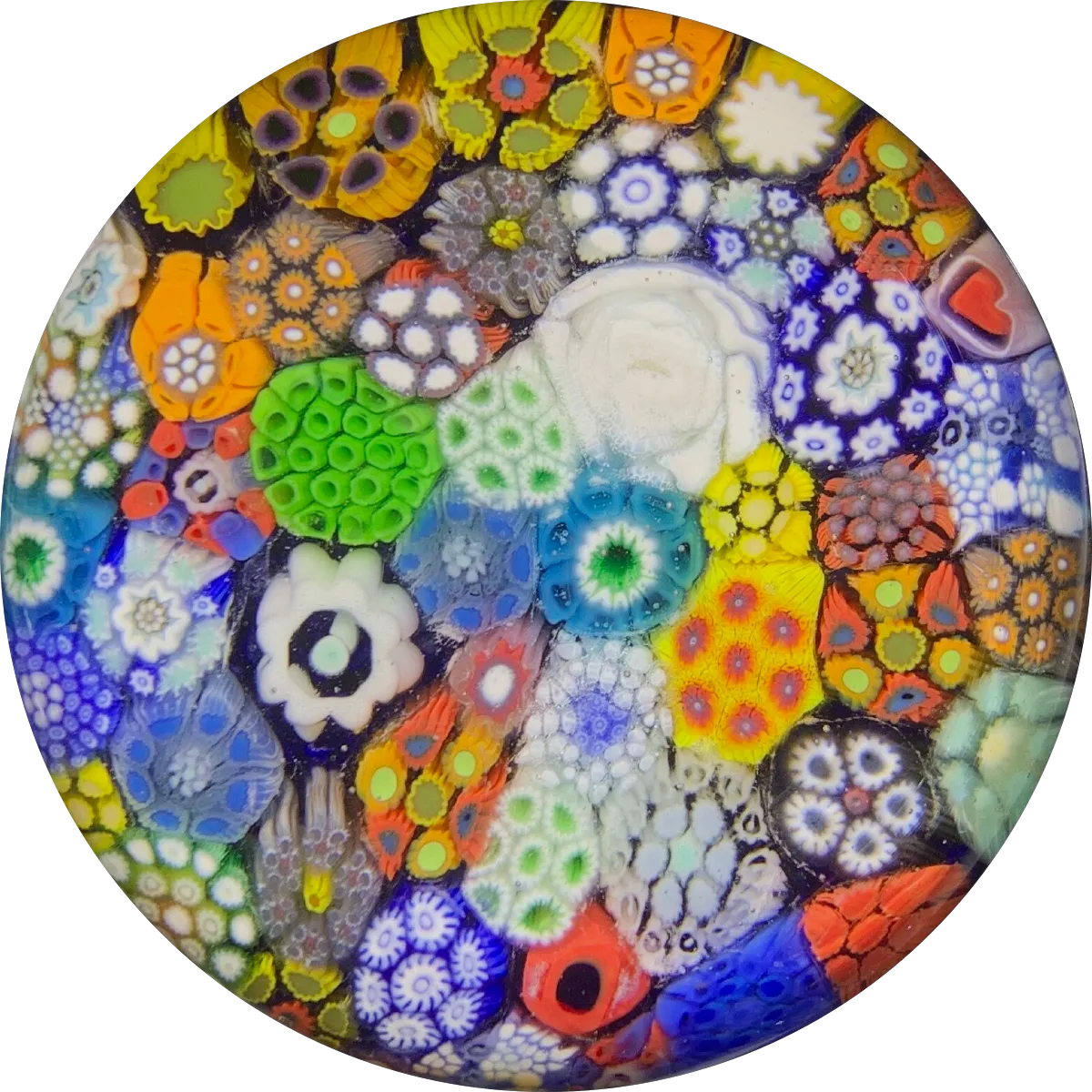 Matt Fimiano 2019 Concentric Complex Millefiori Gradient Rainbow on Blue