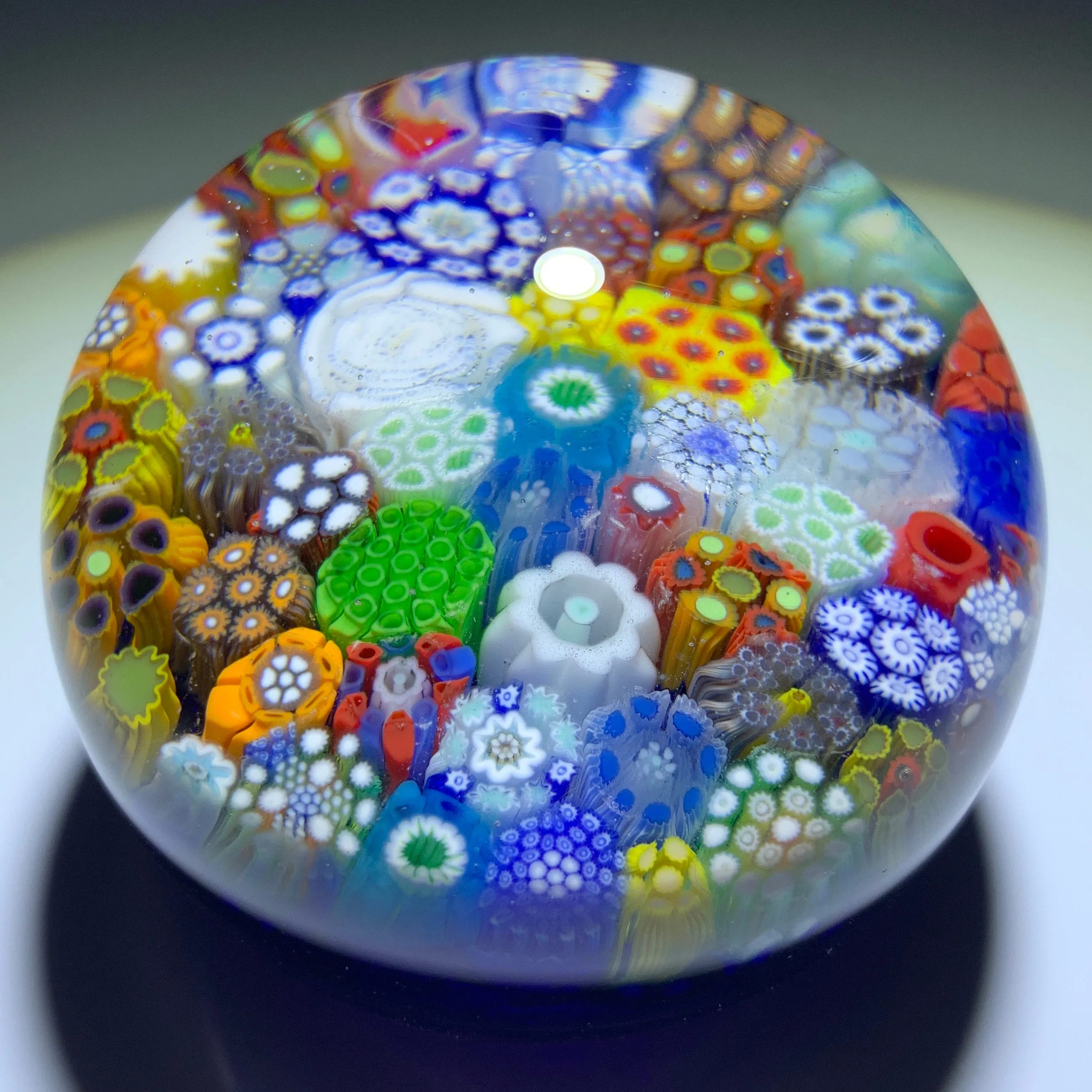 Matt Fimiano 2019 Concentric Complex Millefiori Gradient Rainbow on Blue