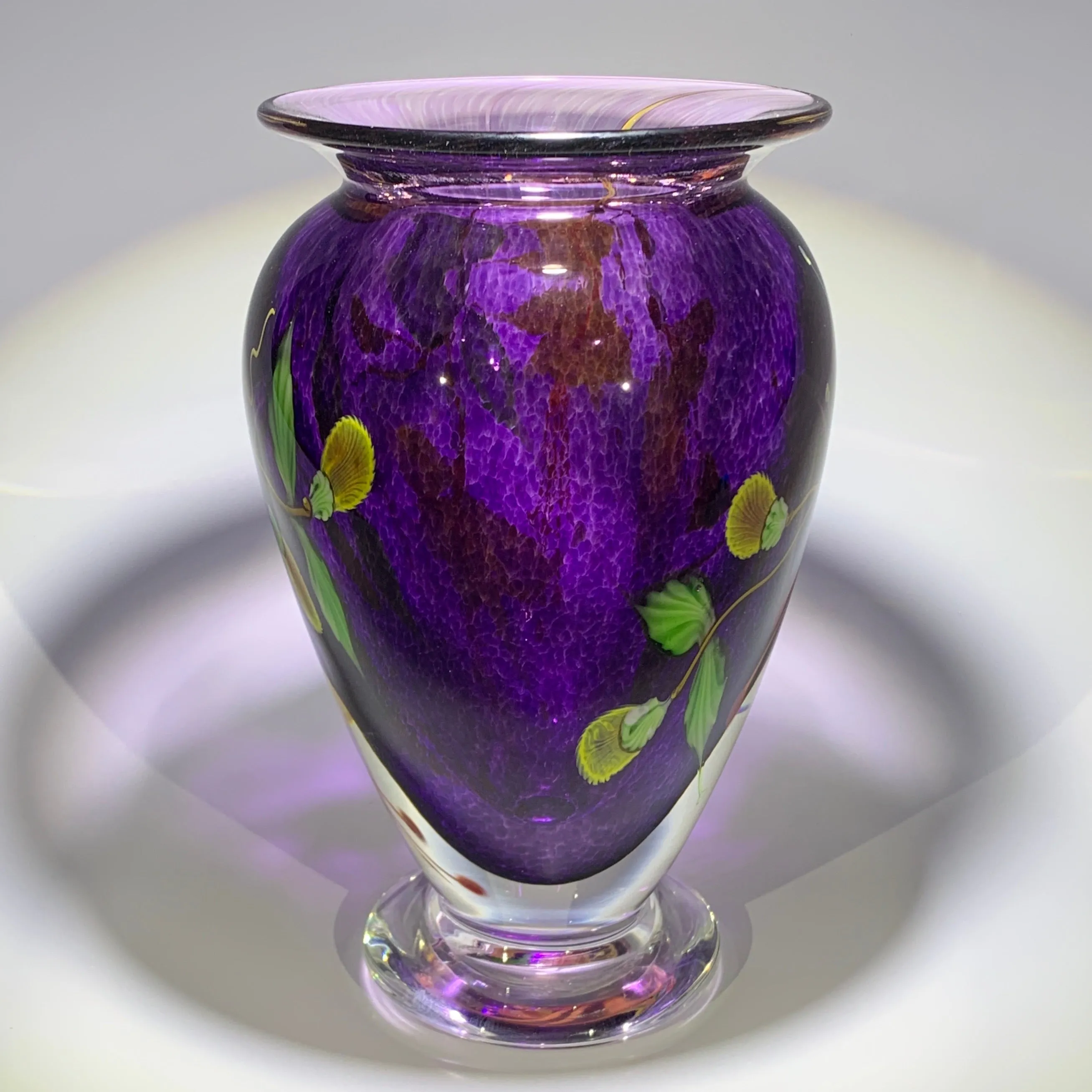 Mayauel Ward 2019 Compound Torchwork Yellow Fuchsias on Purple Amethyst
