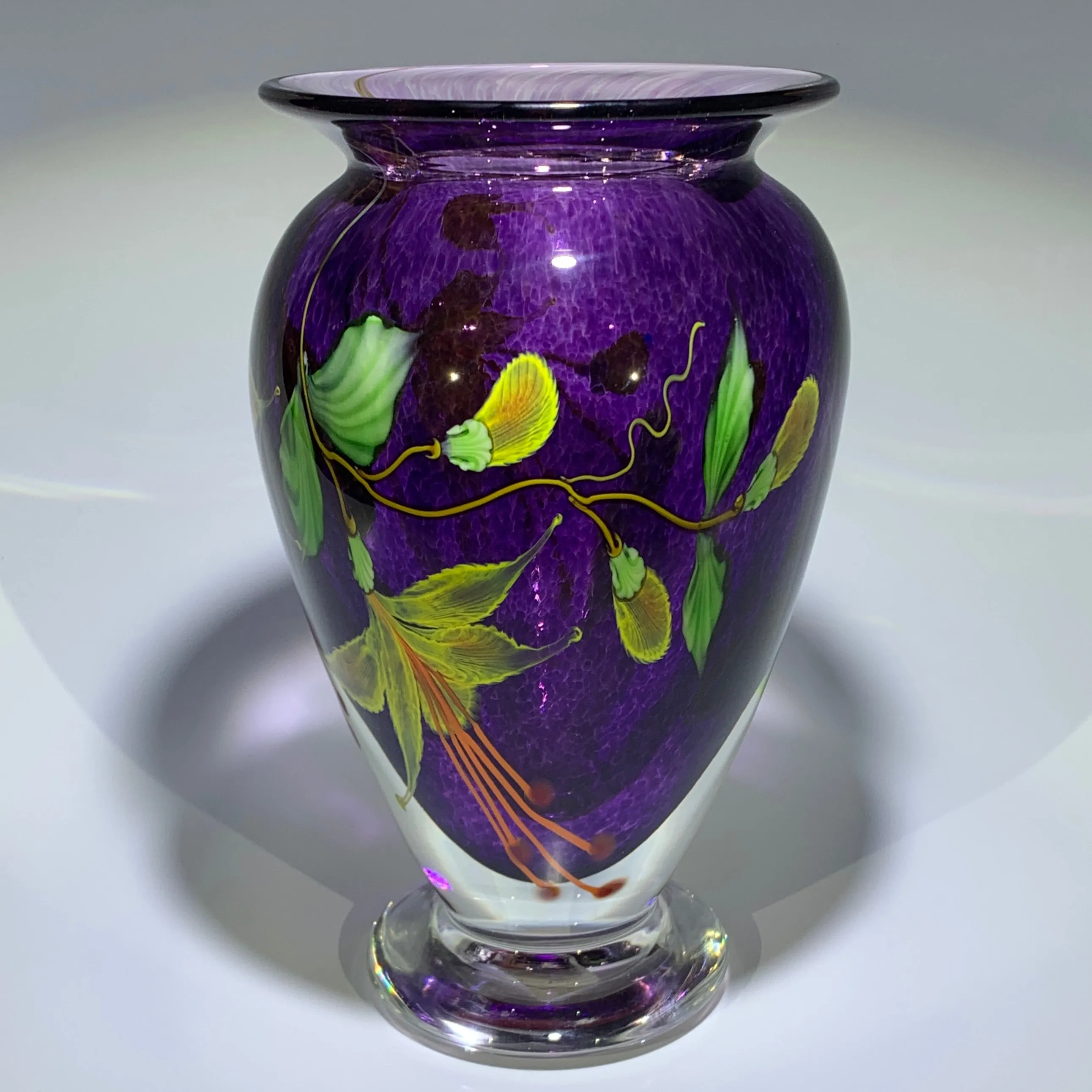 Mayauel Ward 2019 Compound Torchwork Yellow Fuchsias on Purple Amethyst