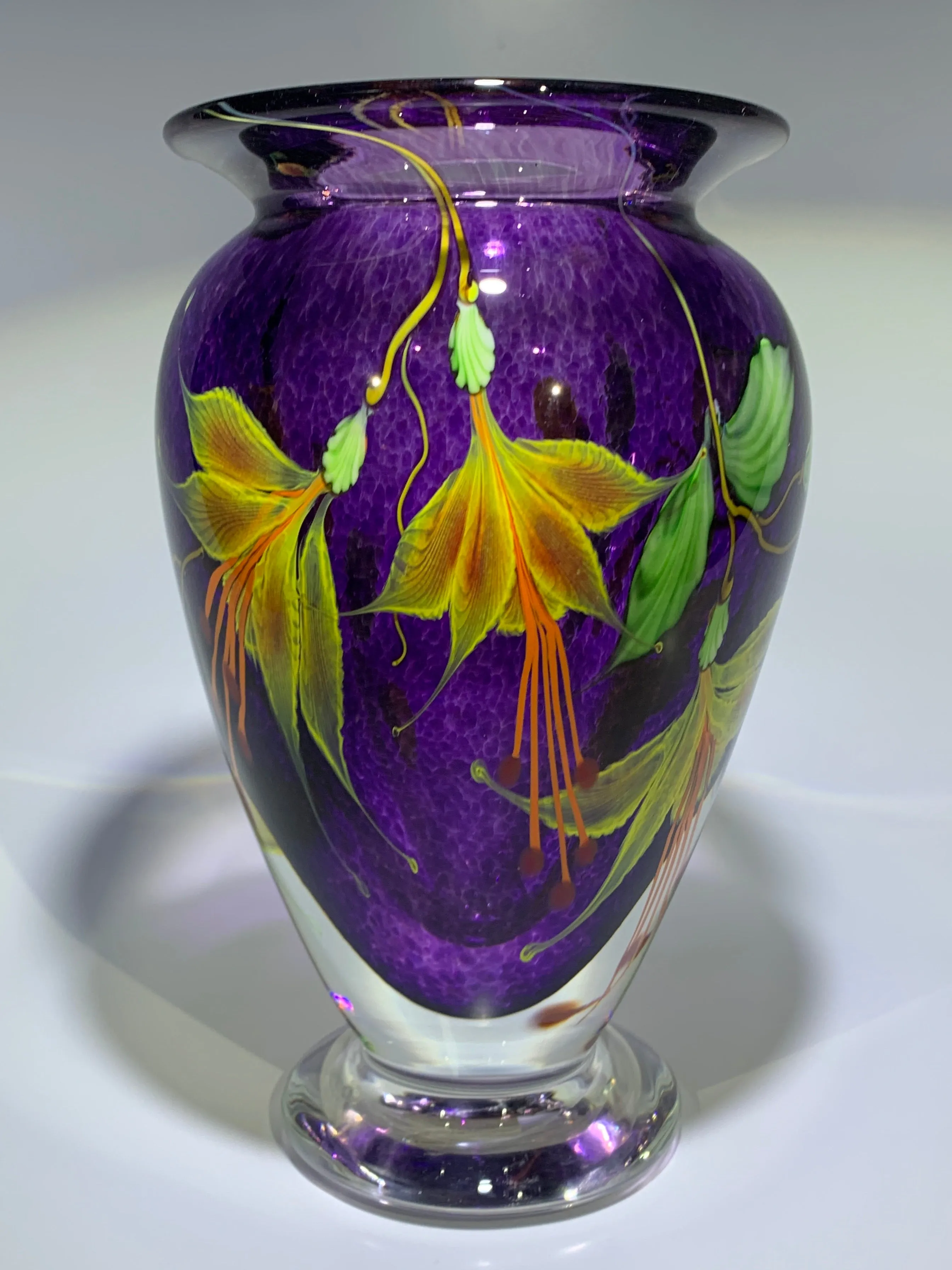 Mayauel Ward 2019 Compound Torchwork Yellow Fuchsias on Purple Amethyst