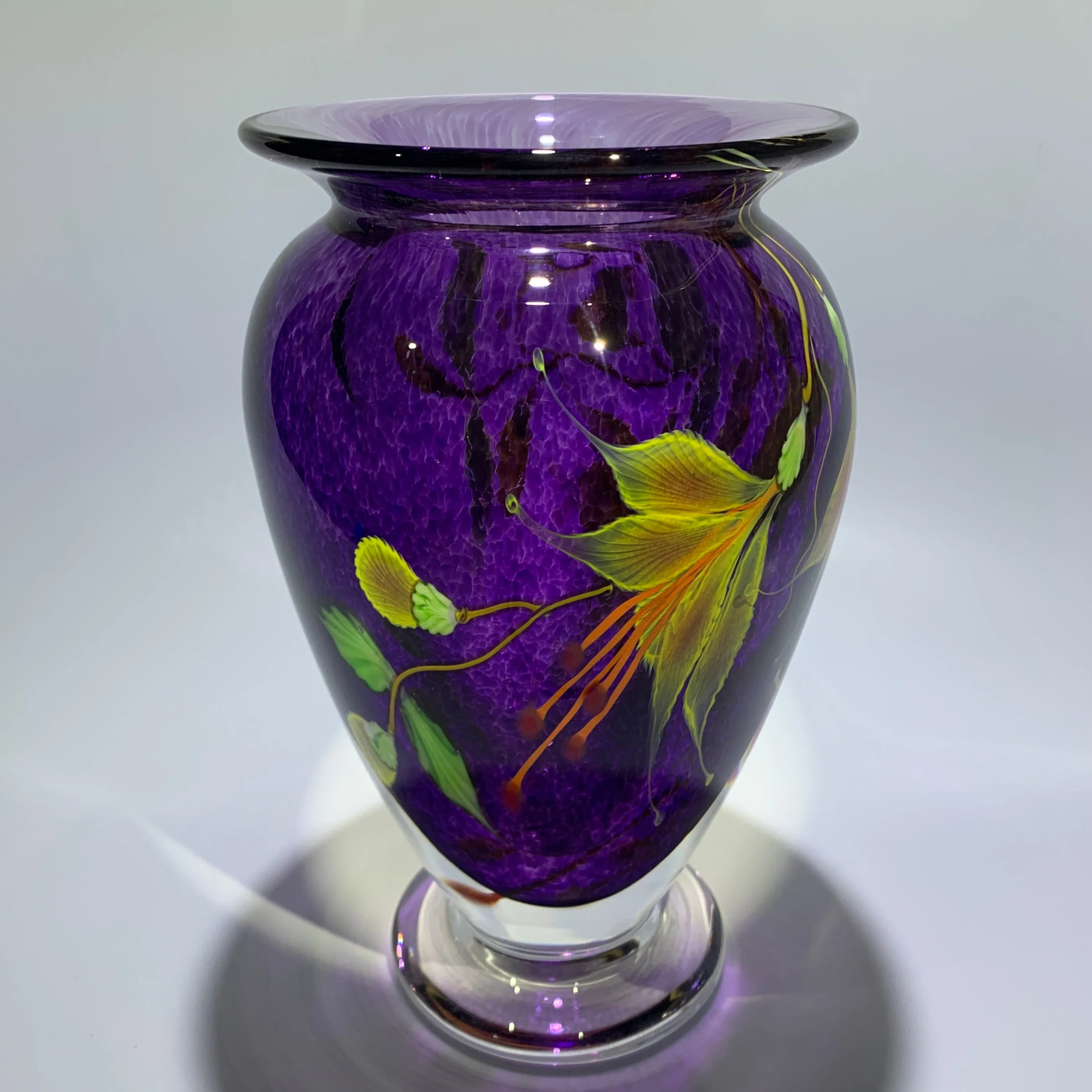 Mayauel Ward 2019 Compound Torchwork Yellow Fuchsias on Purple Amethyst