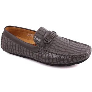 Men “NAOR” Textured Buckle Stitch Detail Loafer Shoes