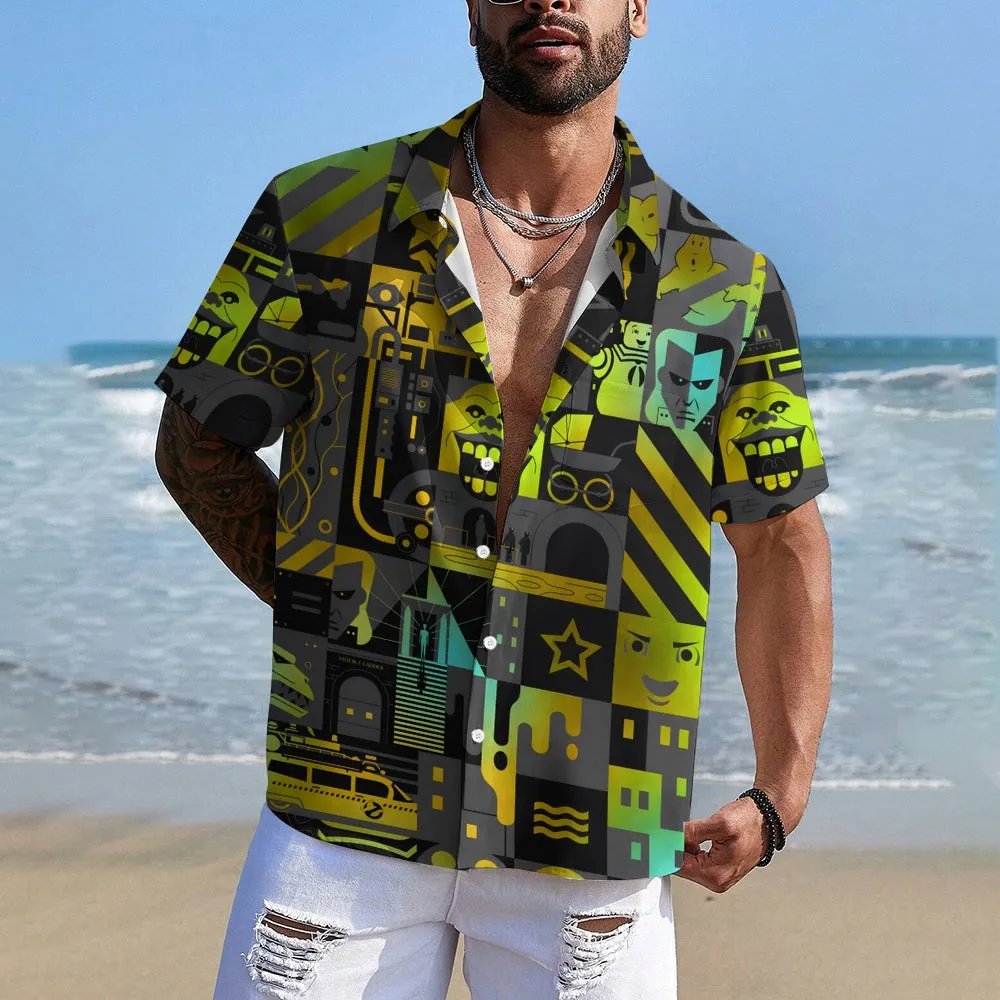 Men's Cartoon Casual Short Sleeve Shirt 2405001493