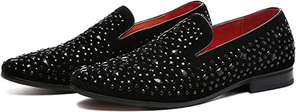 Men's Rhinestone Smoking Loafers Black