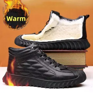Men's Waterproof Warm Leather Orthopedic Boots