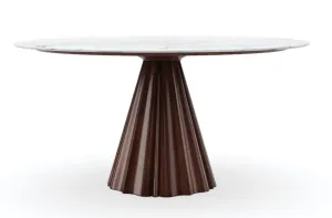 Mid Century Modern All Natural Walnut Dining Table with Marble Top