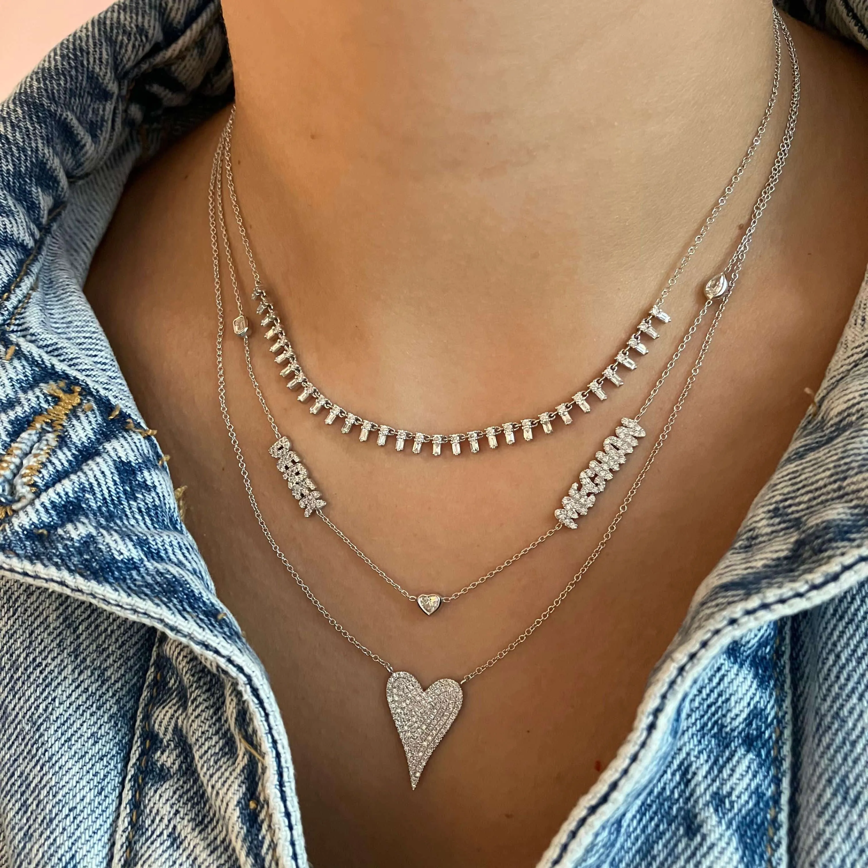 Modern Diamond Heart Necklace