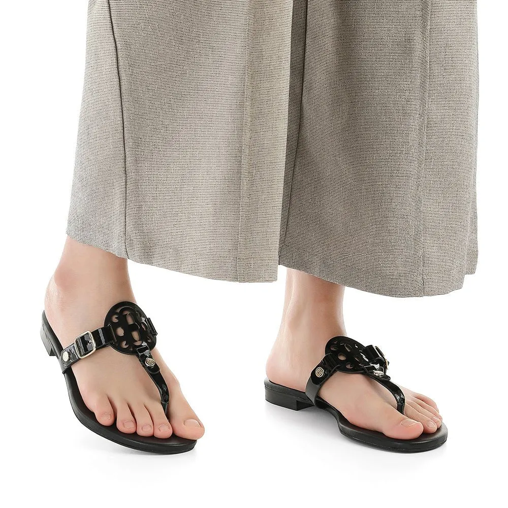 Moonraker Black Leather Sandal