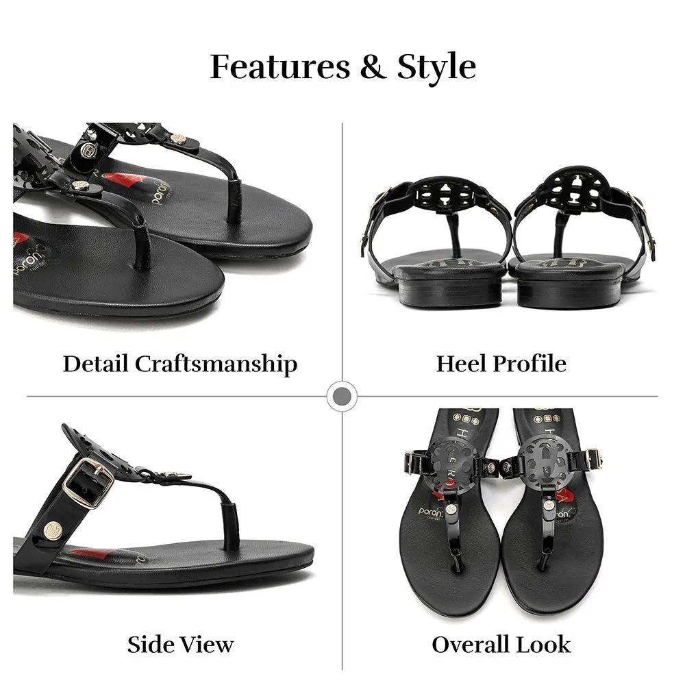 Moonraker Black Leather Sandal