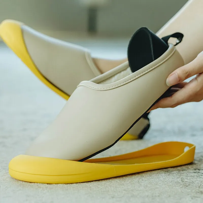 Original UTUNE PU Leather Home Slippers Women Shoes Dual-purpose Home shoes EVA Waterproof Winter Warm Slipper Plush Slides House flats