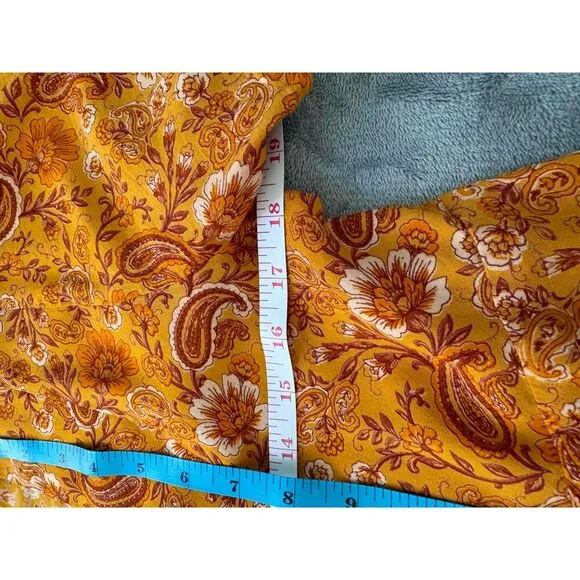 Patrons Of Peace Orange Pleated Short Sleeve Round Neck Mini Skater Dress Medium