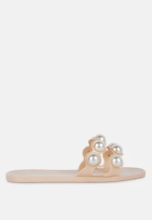 Pearla Faux Pearl Detail Jelly Flats By Ruw