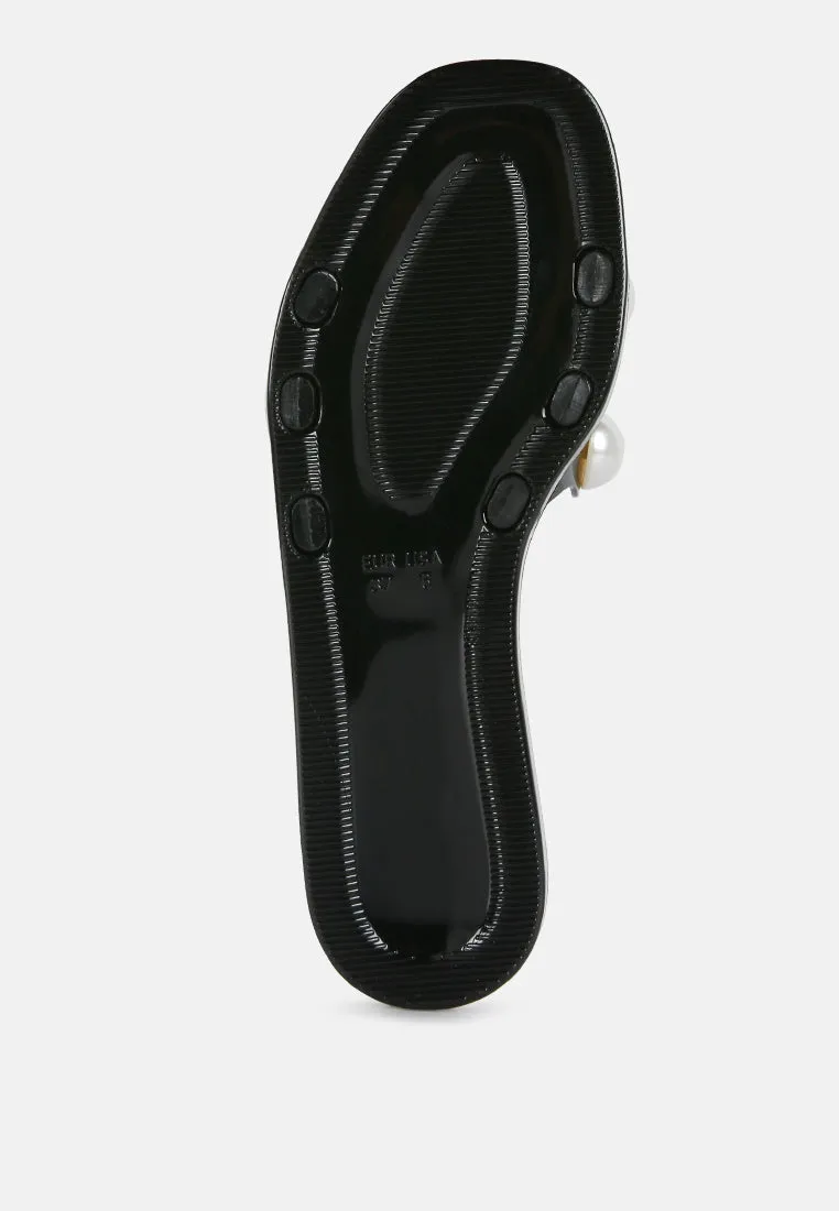 Pearla Faux Pearl Detail Jelly Flats By Ruw