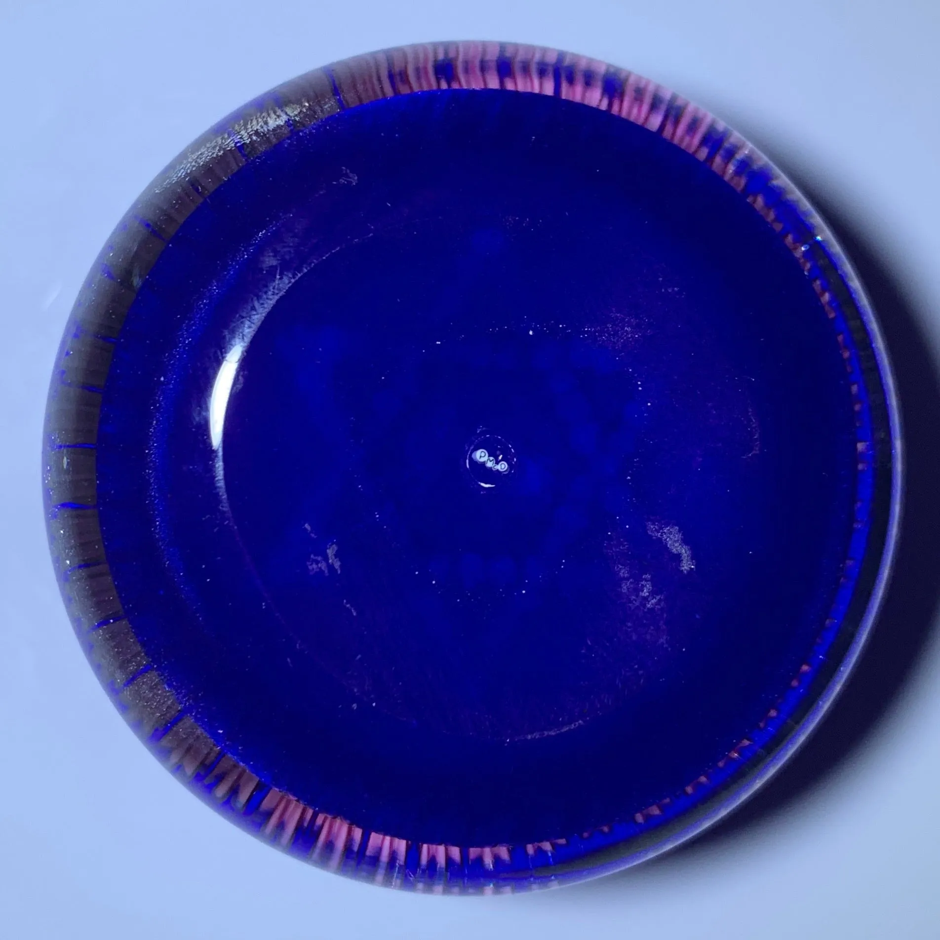 Perthshire Star of David with Complex Millefiori Garland on Opaque Blue Ground