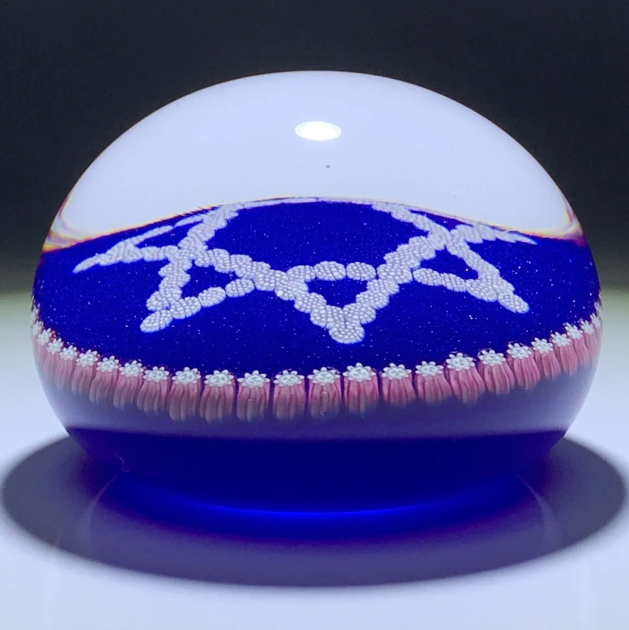 Perthshire Star of David with Complex Millefiori Garland on Opaque Blue Ground