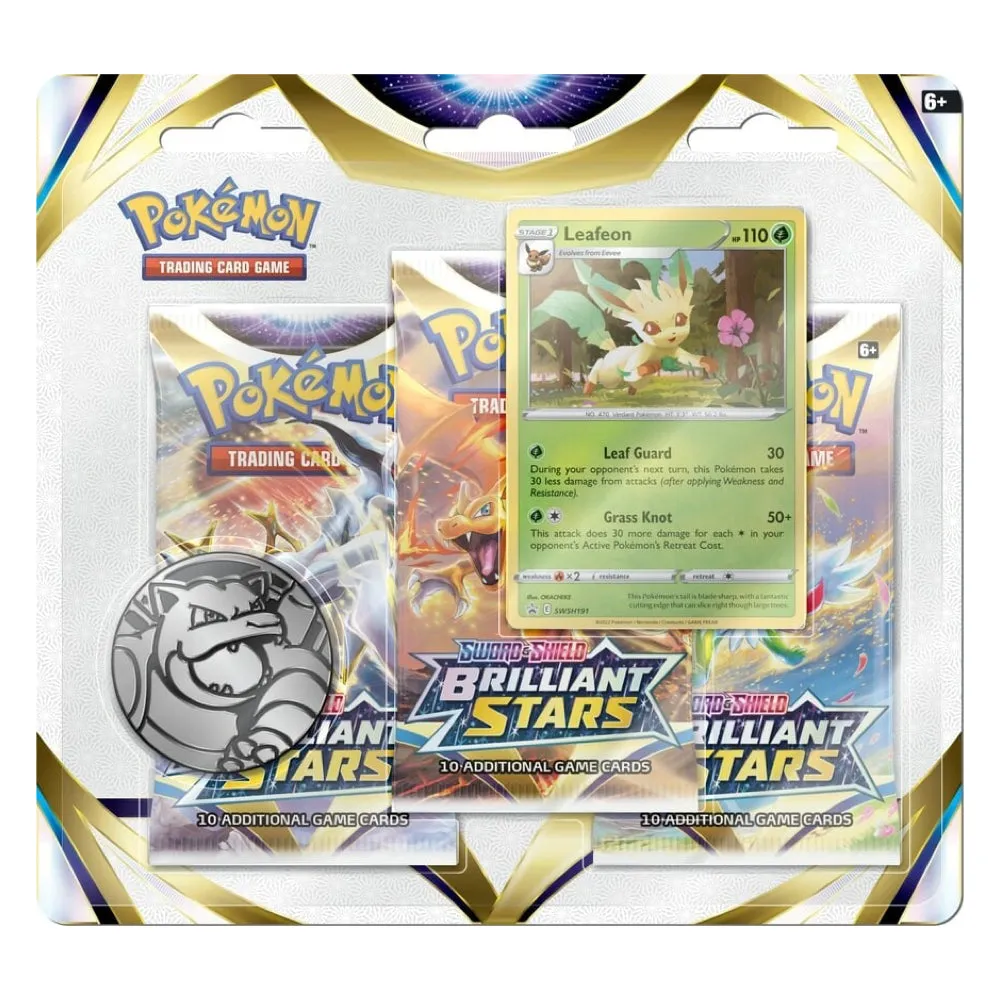 Pokemon Sword & Shield Brilliant Stars | 3 Pack Blister | Leafeon