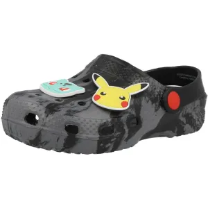 Pokémon Sebou Kids Clogs Black and Grey with 3D Badges