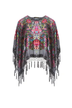 Poncho Hand Beaded Silk