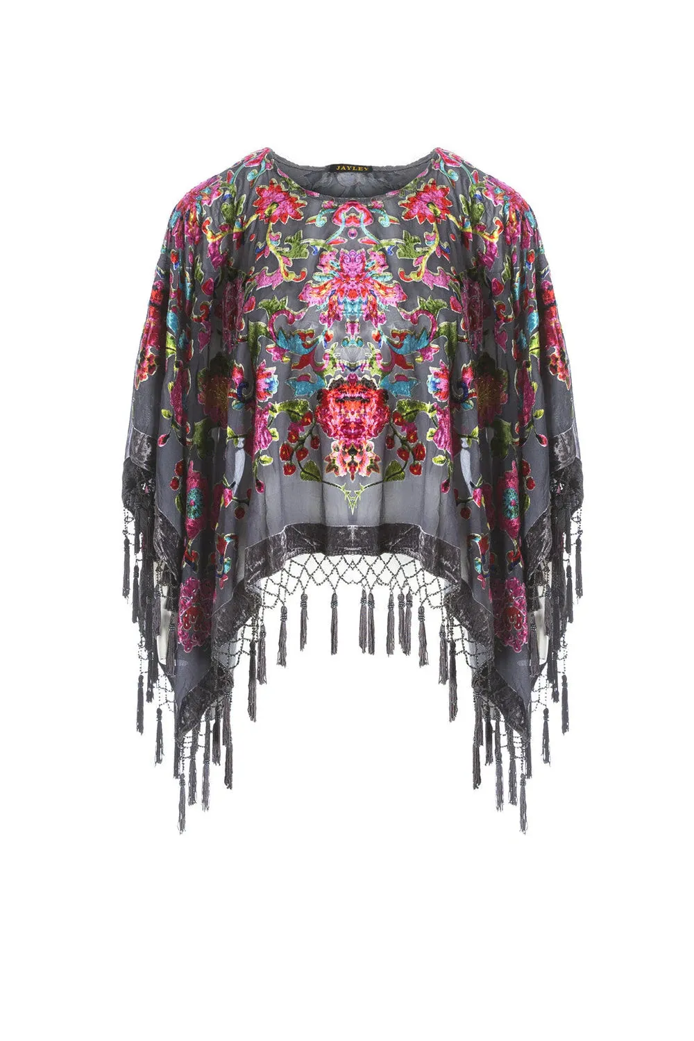 Poncho Hand Beaded Silk