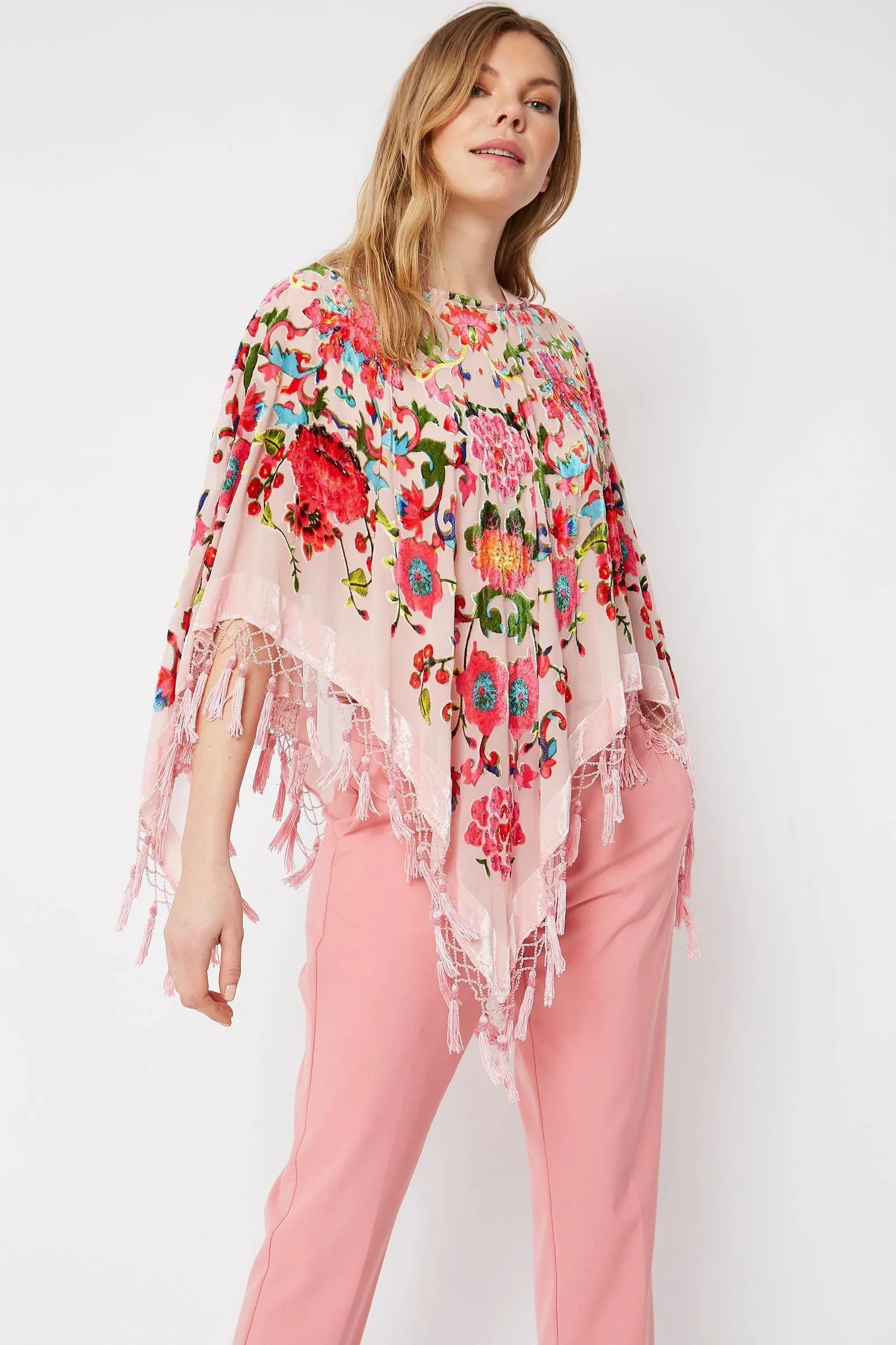 Poncho Hand Beaded Silk