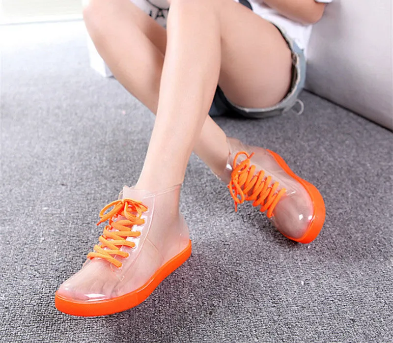Rain boots women short boots the transparent waterproof boots, ms antiskid rubber boots