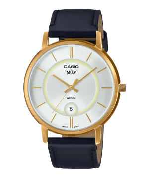 Reloj casual correa de cuero MTP-B120GL-7AV