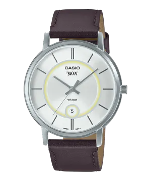 Reloj casual correa de cuero MTP-B120L-7AV