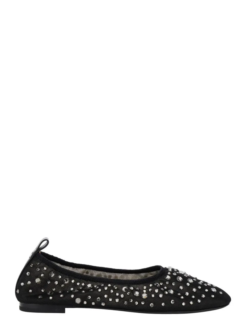 Rhinestone-Embellished Crystal Ballet Flats