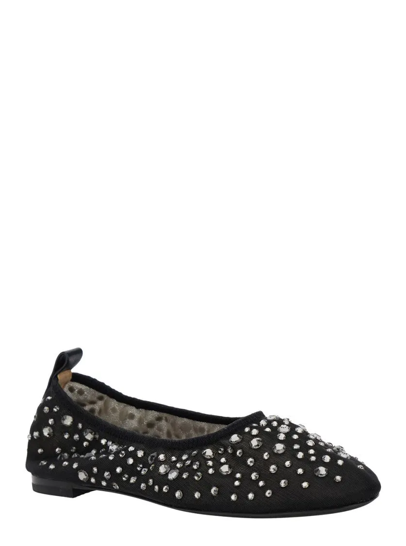 Rhinestone-Embellished Crystal Ballet Flats