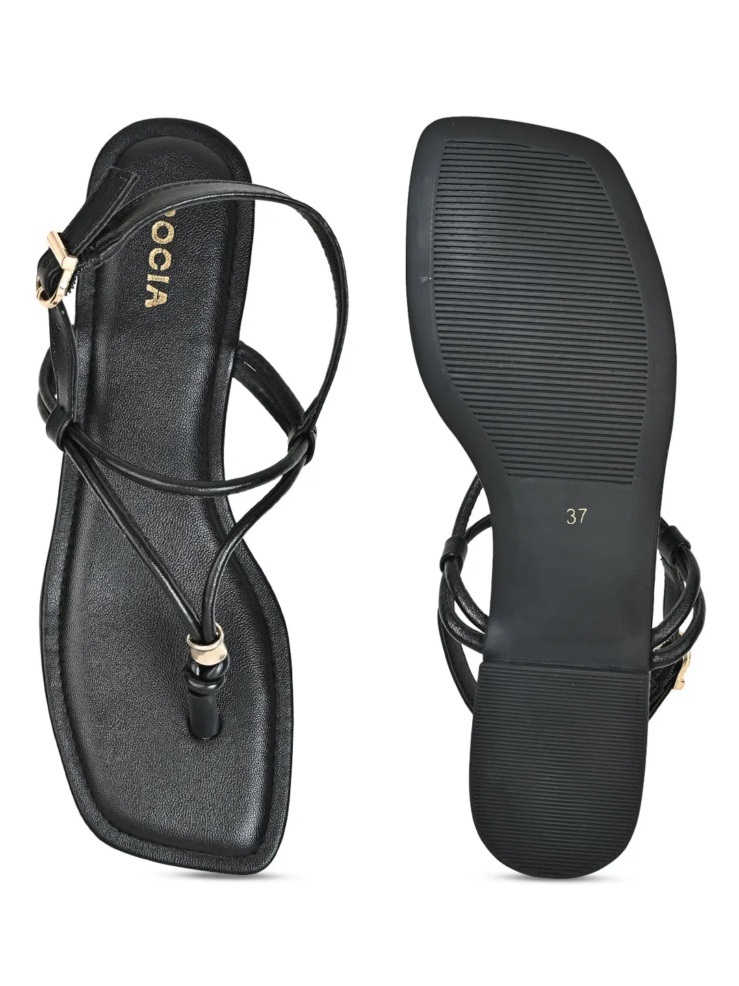 Rocia By Regal Black Women Casual Flat Sandals