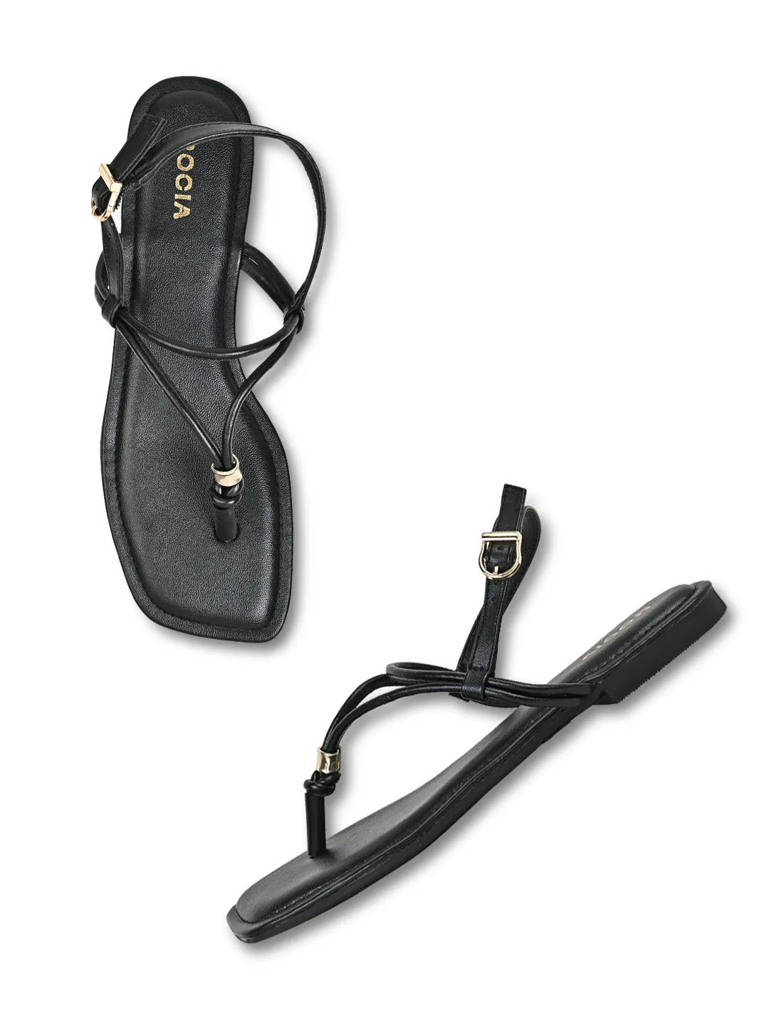 Rocia By Regal Black Women Casual Flat Sandals