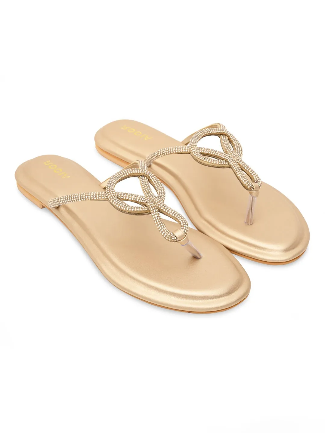Rocia By Regal Gold Women Classy Diamond Flats