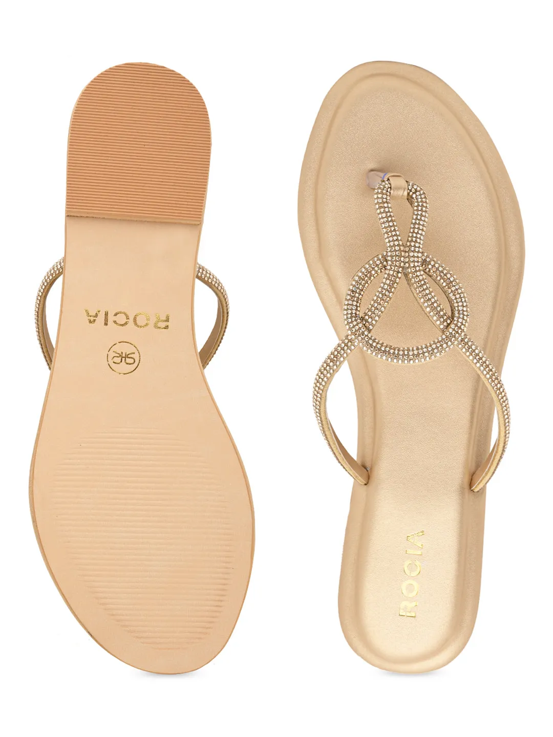 Rocia By Regal Gold Women Classy Diamond Flats