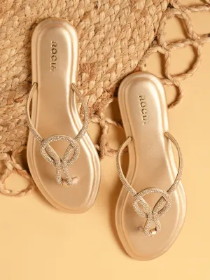 Rocia By Regal Gold Women Classy Diamond Flats