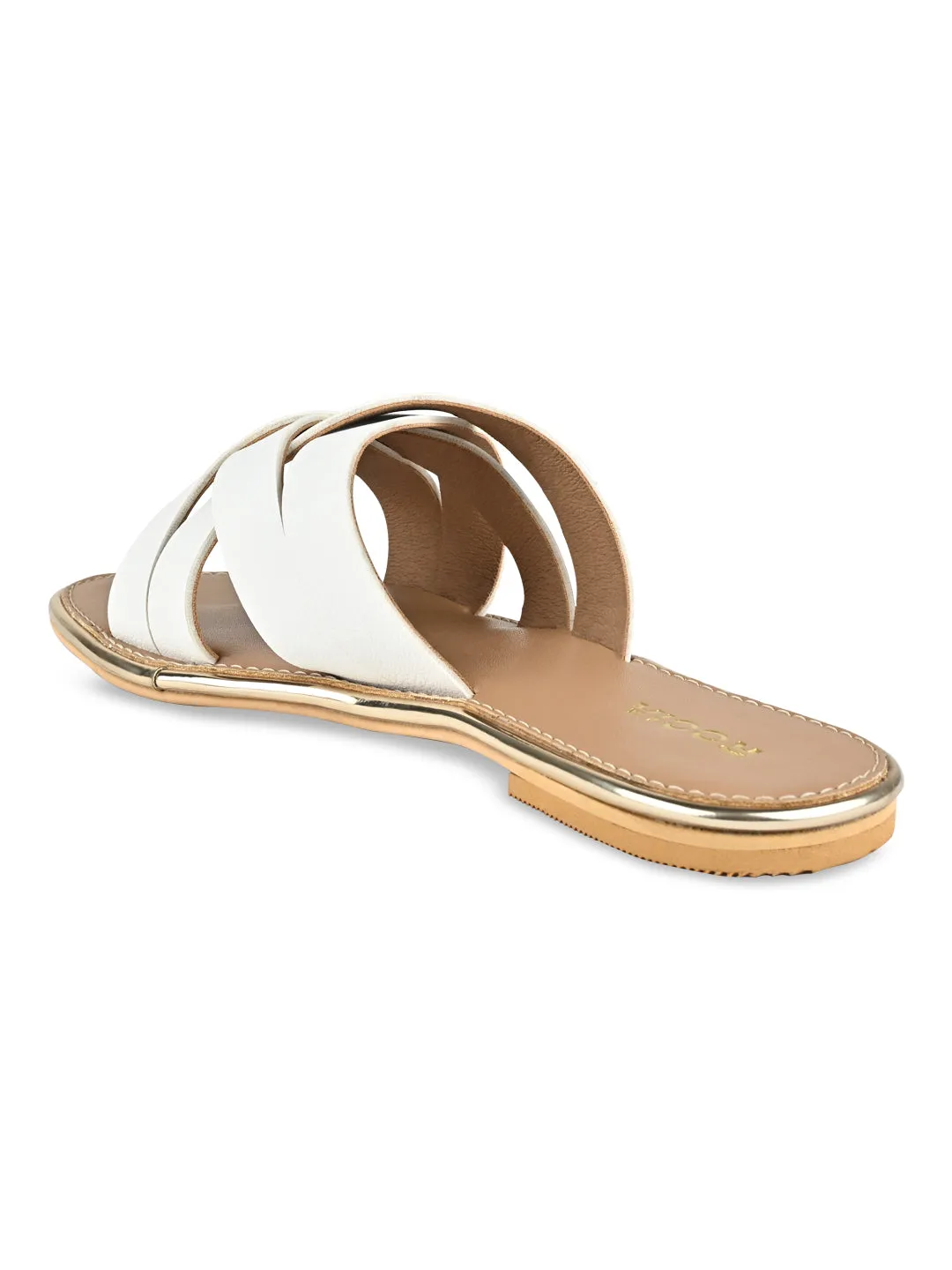 Rocia By Regal White Women Criss-Cross Flats