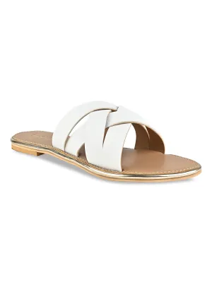 Rocia By Regal White Women Criss-Cross Flats