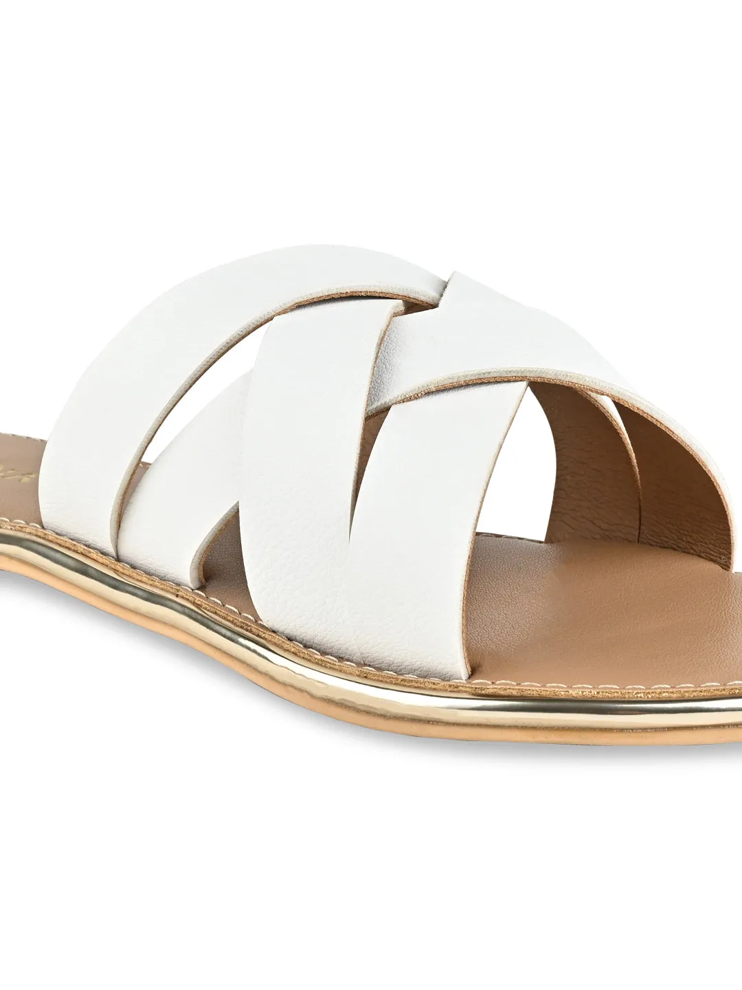 Rocia By Regal White Women Criss-Cross Flats