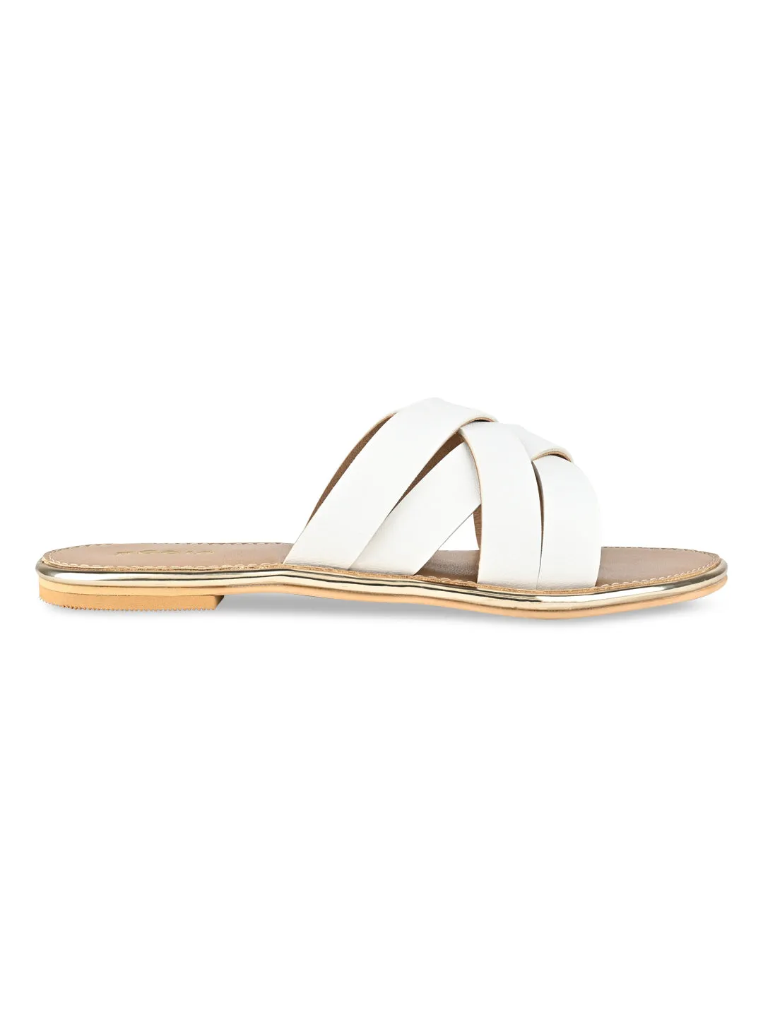 Rocia By Regal White Women Criss-Cross Flats