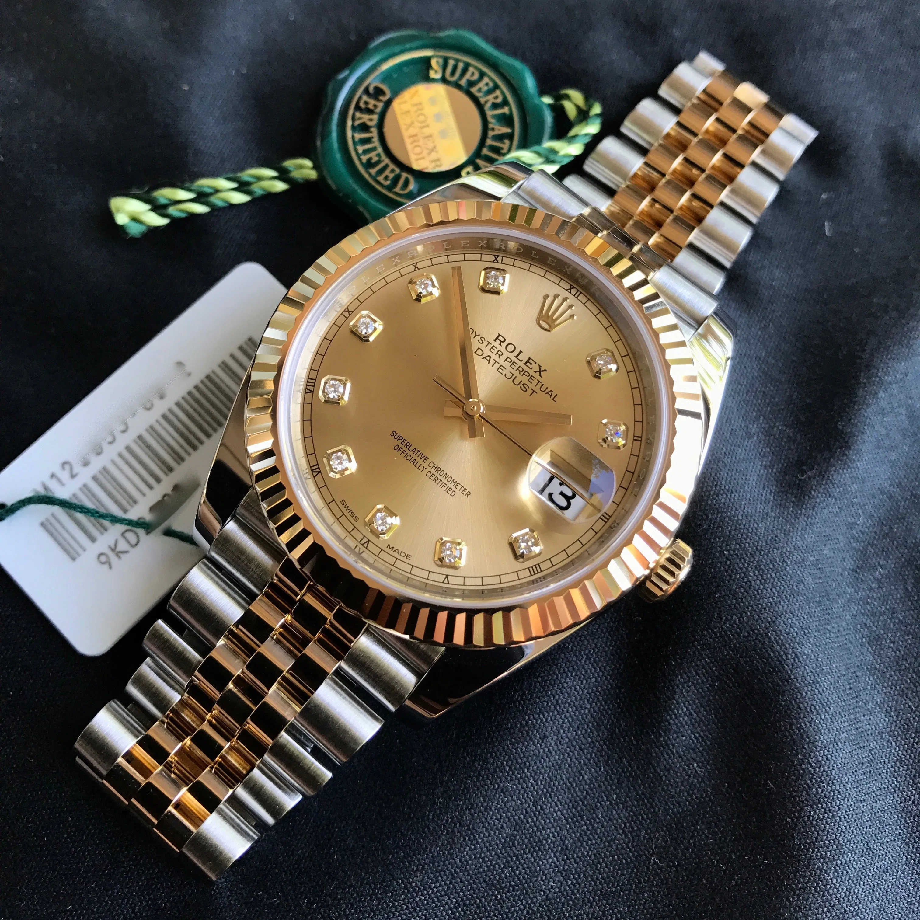 Rolex Datejust 126333 Champagne Diamond 41mm Steel Gold Two Tone Automatic Watch Box & Papers 2016