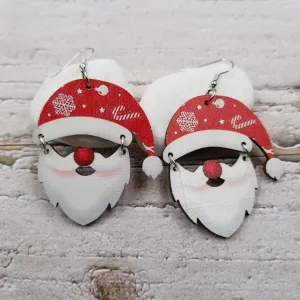 Santa Christmas Wood Earrings | Choose Colors: Red